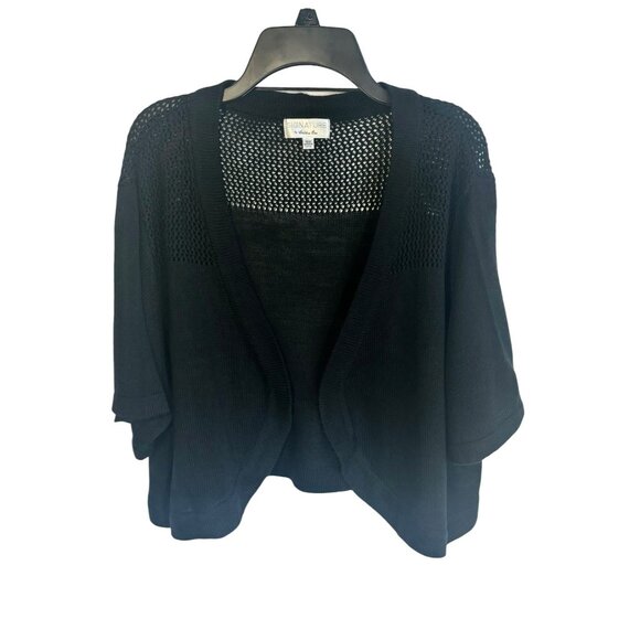 Robbie Bee Shrug 18W Black Cropped Cardigan Short Sleeve New - Picture 2 of 5